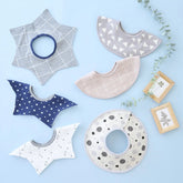 西松屋嬰兒旋轉式風格口水肩套裝-組格子星星 3件裝